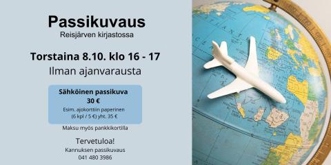 Passikuvaus Reisjärven kirjastolla to 8.10.2026 klo 16-17.