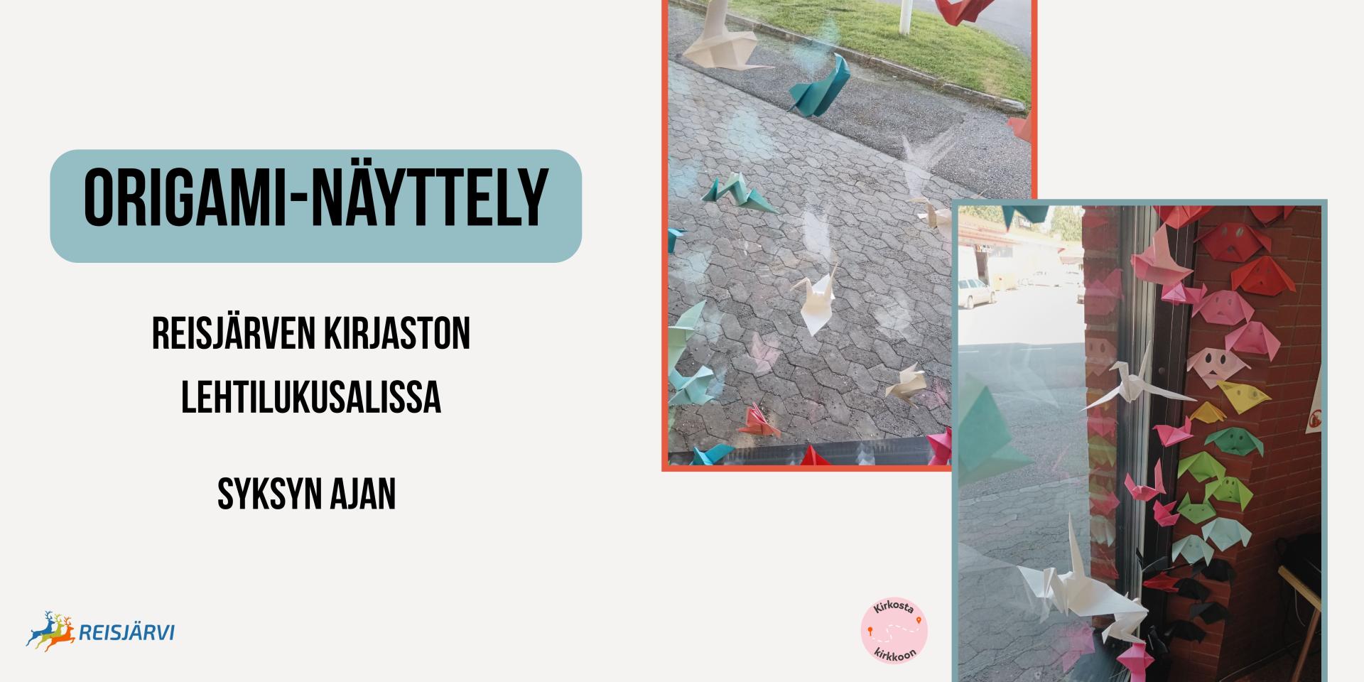 Origami-näyttely Reisjärven kirjaston lehtilukusalissa syksyllä 2026